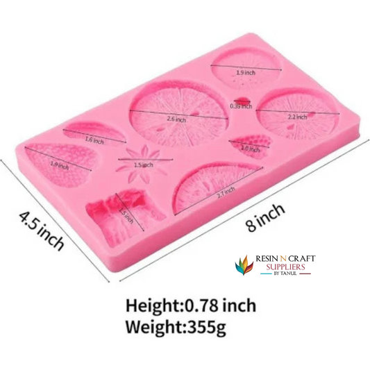 Flora Magic Fruit  3D Strawberry, Lemon, Kiwi, and Tangerine Slice Silicone Mold. for candle and soap mould