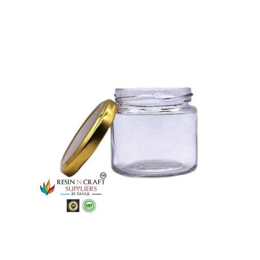 30 ML Clear Storage Candle / Hamper Glass Jar with Gold Lid – RJ02