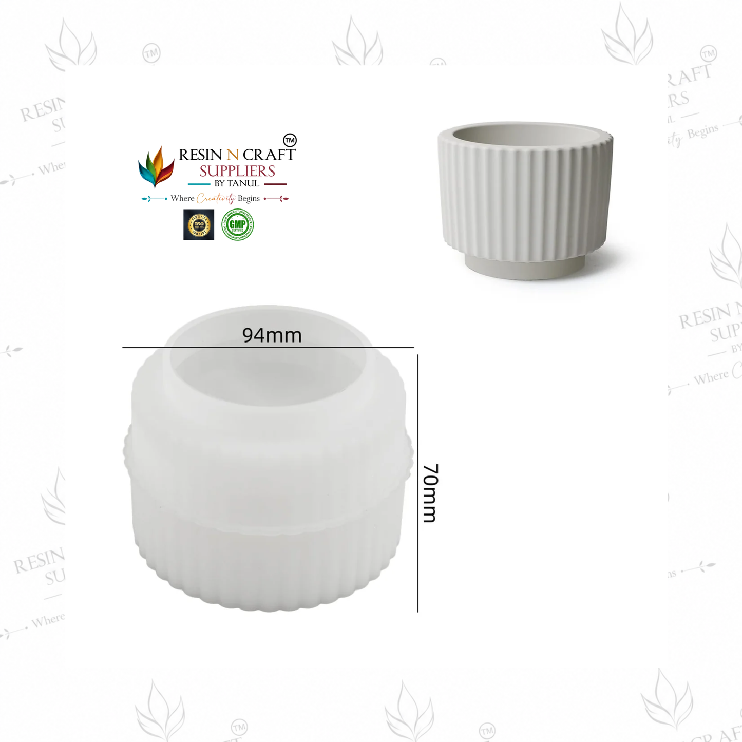 Silicone Striped Jar Mould | Ribbed Candle Jar Mold for Resin, Concrete, Jesmonite, Plaster & DIY Home Decor | RSM1345M