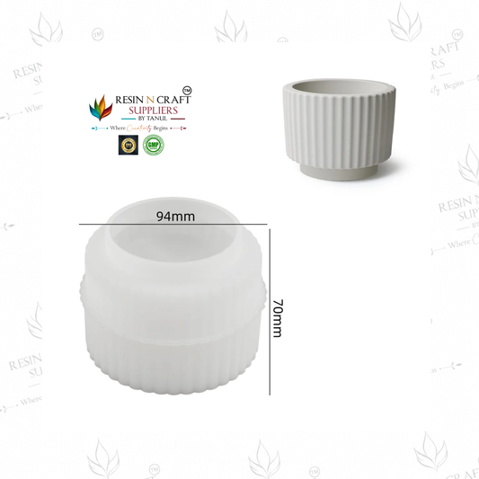 Silicone Striped Jar Mould | Ribbed Candle Jar Mold for Resin, Concrete, Jesmonite, Plaster & DIY Home Decor | RSM1345M
