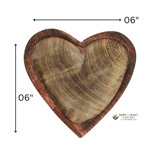 Wooden Candle Heart Bowl 6" x 6"
