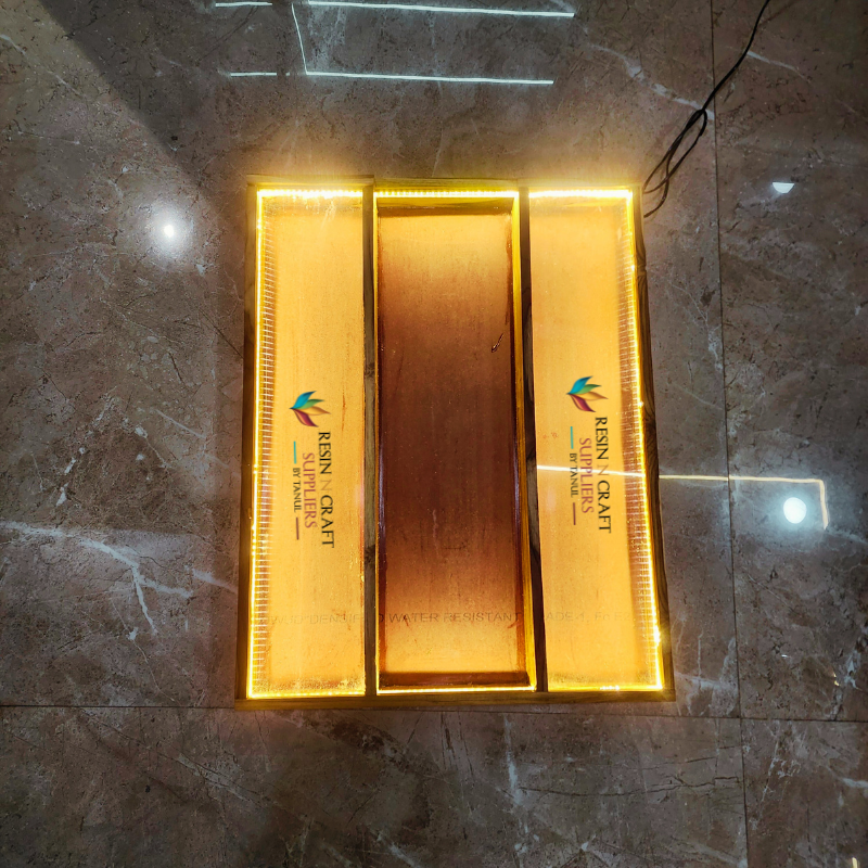 22 x 28  Inch With LED Light MDF Teakwood (3 Sections) Acrylic Slider 2 side