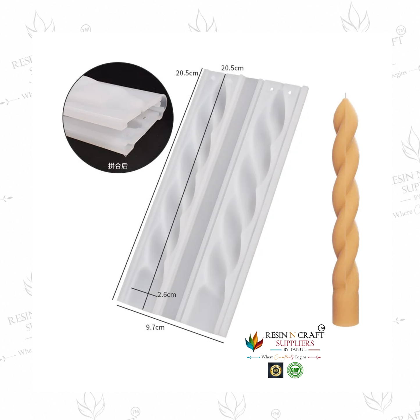 Geometric Spiral Long Pole Candle Mould (RSM1404M)