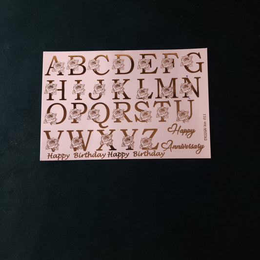 A5 Big Alphabet Embossed Sticker Sheet.