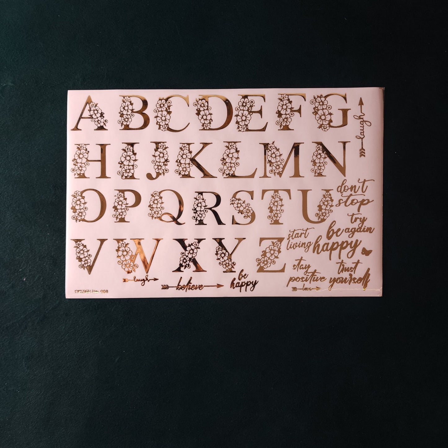 A5 Big Alphabet Embossed Sticker Sheet.