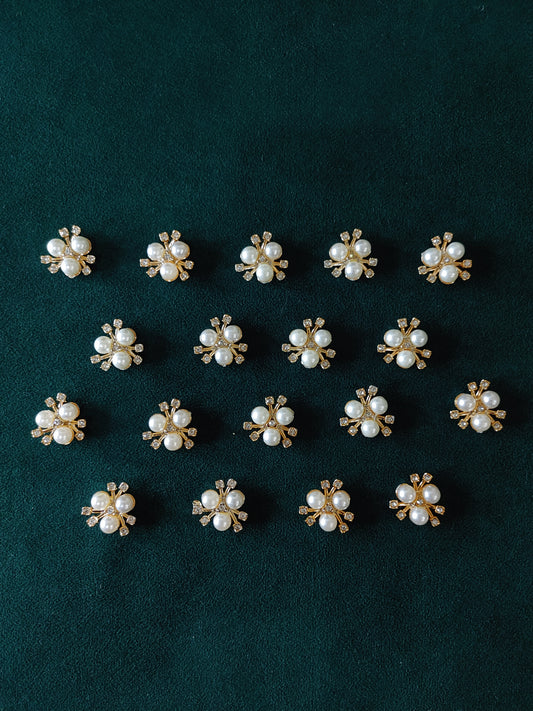 3 Pc Beads Moti Flower Wale (White Color) (5 PCS SET)