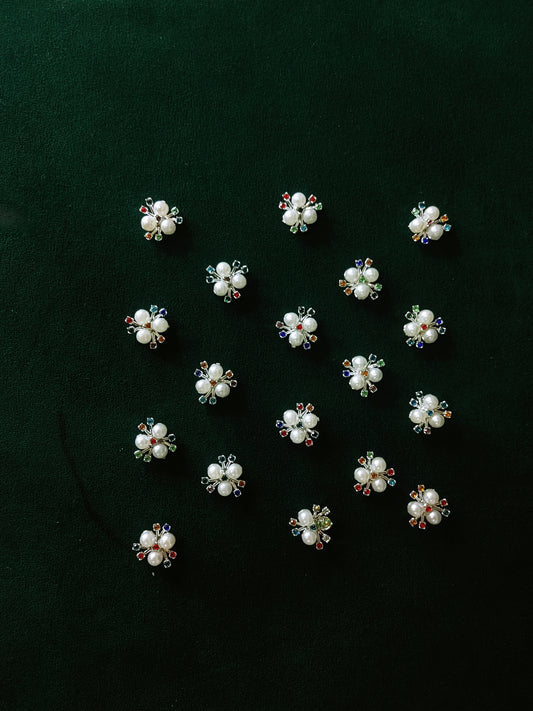 3 Pc Beads Moti Flower Wale – MULTI Color (SILVER Base)