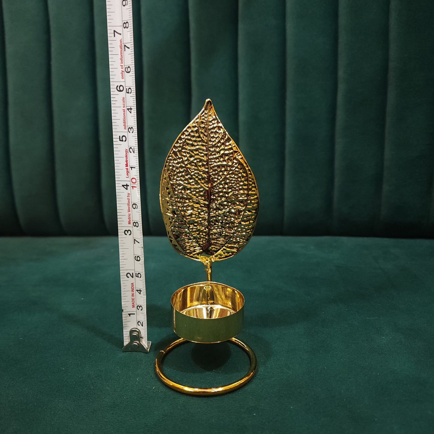 Golden Vein Leaf T-light Stand Holder (Metal)
