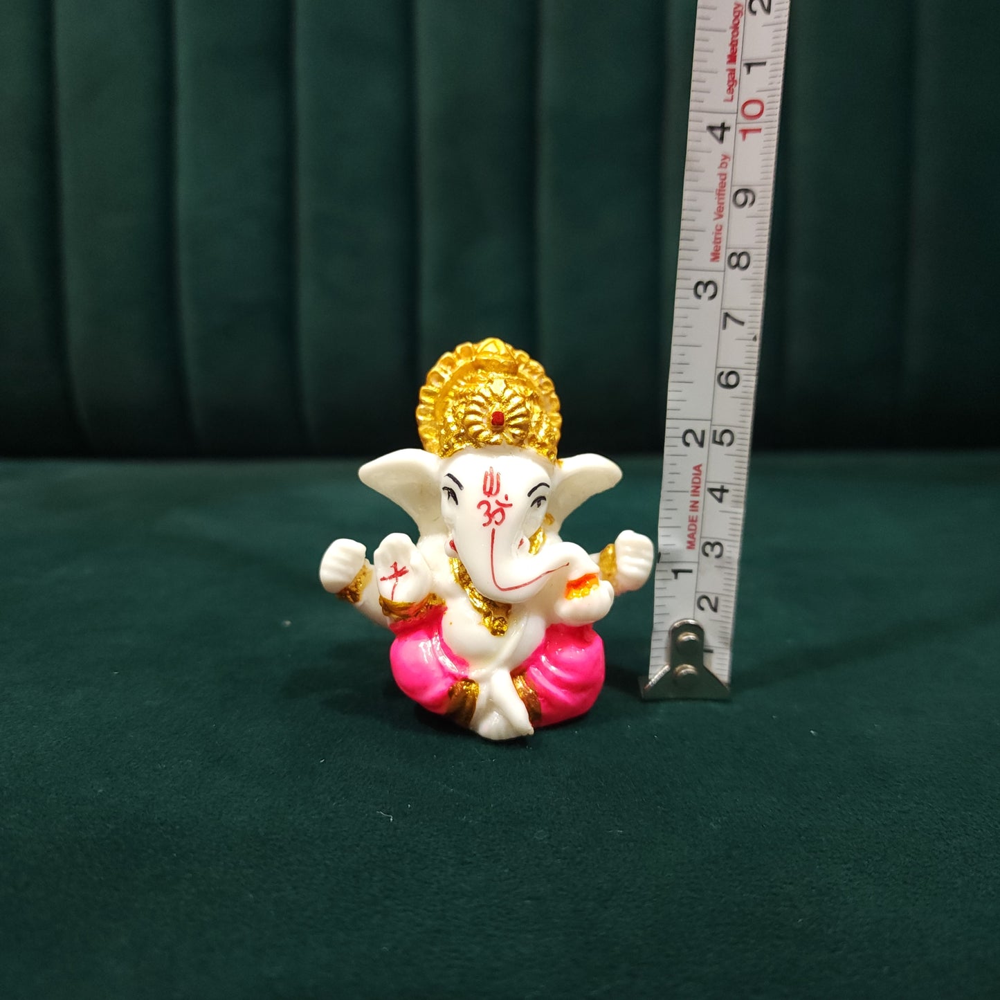 Miniature Pink & White Ganesha Idol with Om Tilak