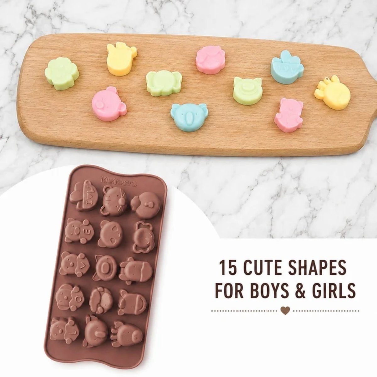 15-Cavity Cute Animal Silicone Mould – 21 × 10.5 CM | Mini Animal Mould for Resin, Concrete & DIY Crafts (RSM1491M)