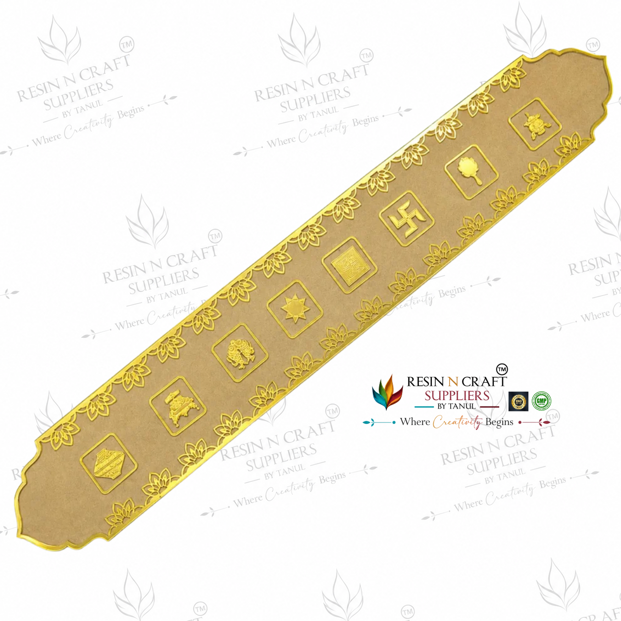 Ashtamangala Toran 40 x 6 Inch | Jain Toran for Door & Temple Decoration | MDF & Acrylic Wall Hanging | RBT008D