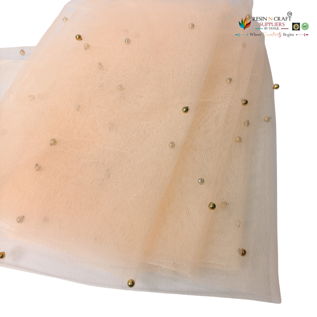 Peach Premium Pearl Decorative Net Fabric Roll – 5 Meter (PN-02)