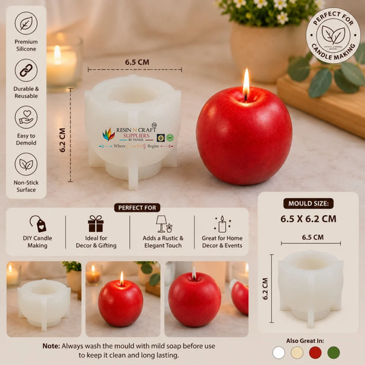 Apple Shape Silicone Candle Mould – 6.5 × 6.2 cm | DIY Fruit Candle Making (RIHM030M)