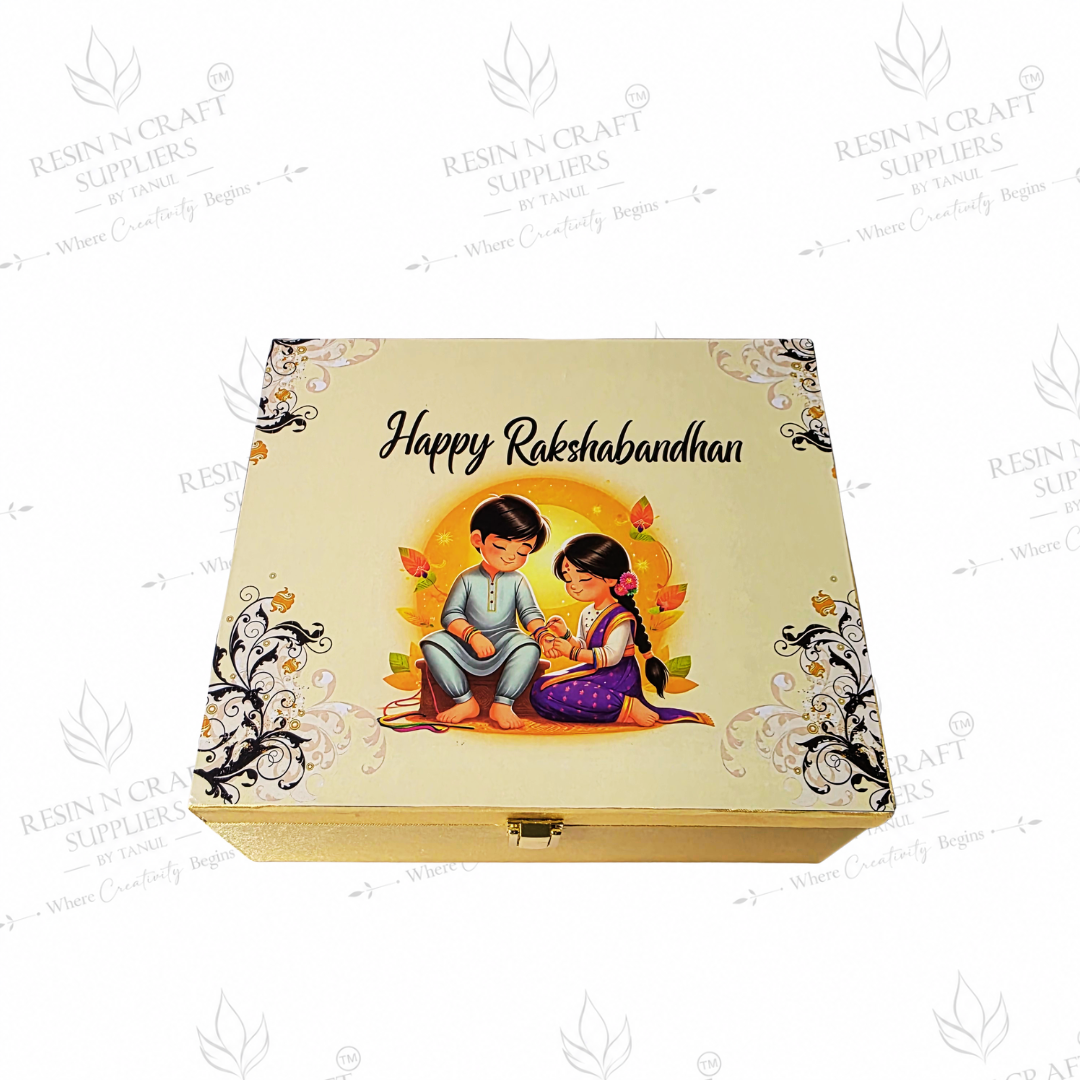 Premium Rakhi Hamper Box | Golden Gift Box | 8 Inch × 9.5 Inch × 4 Inch (Deep)