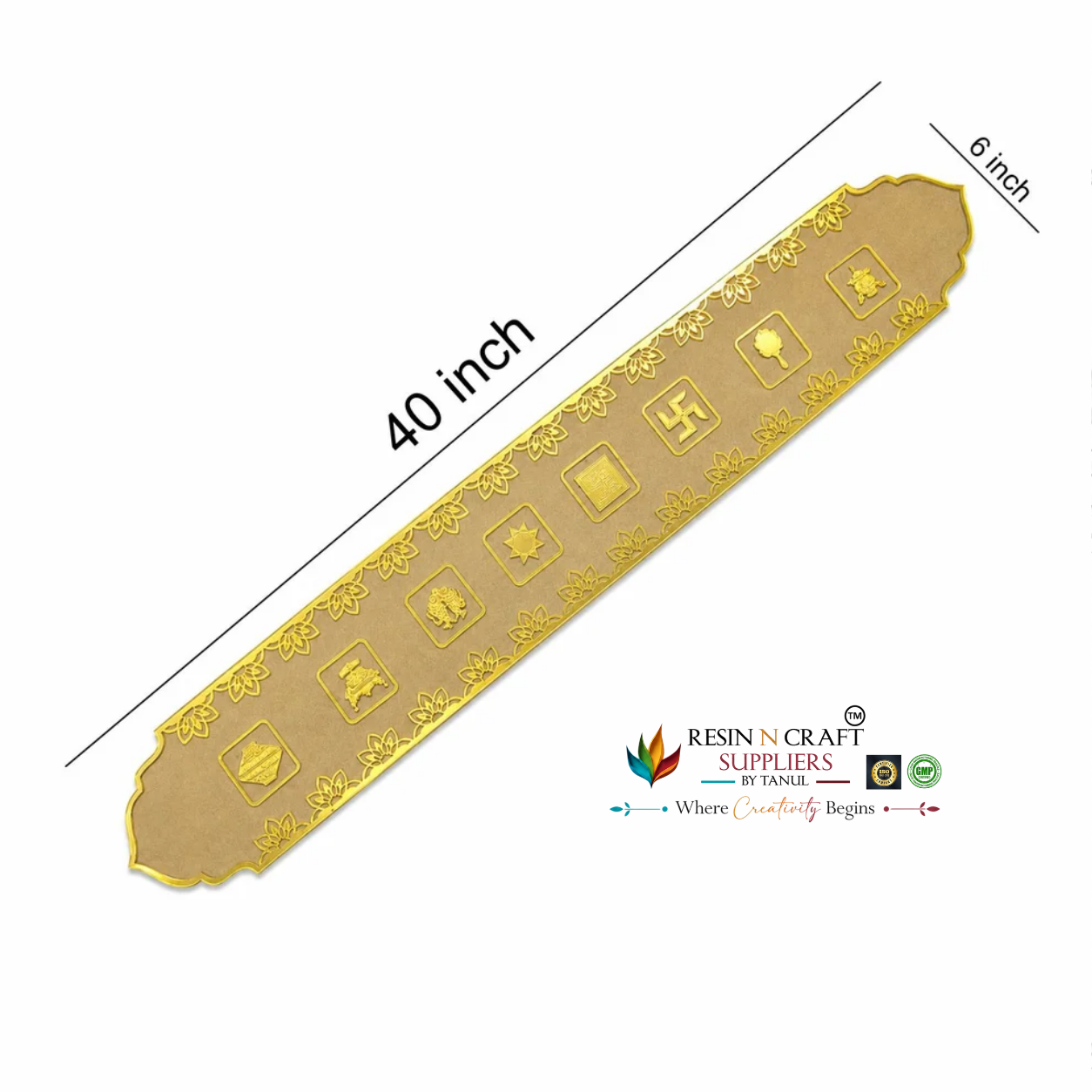 Ashtamangala Toran 40 x 6 Inch | Jain Toran for Door & Temple Decoration | MDF & Acrylic Wall Hanging | RBT008D