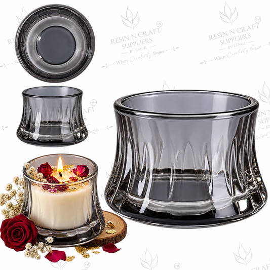 120 ML Black Ripple Glass Candle Jar | Premium Candle Container for Wine & Smoothie Candles, Hampers & Resin Art