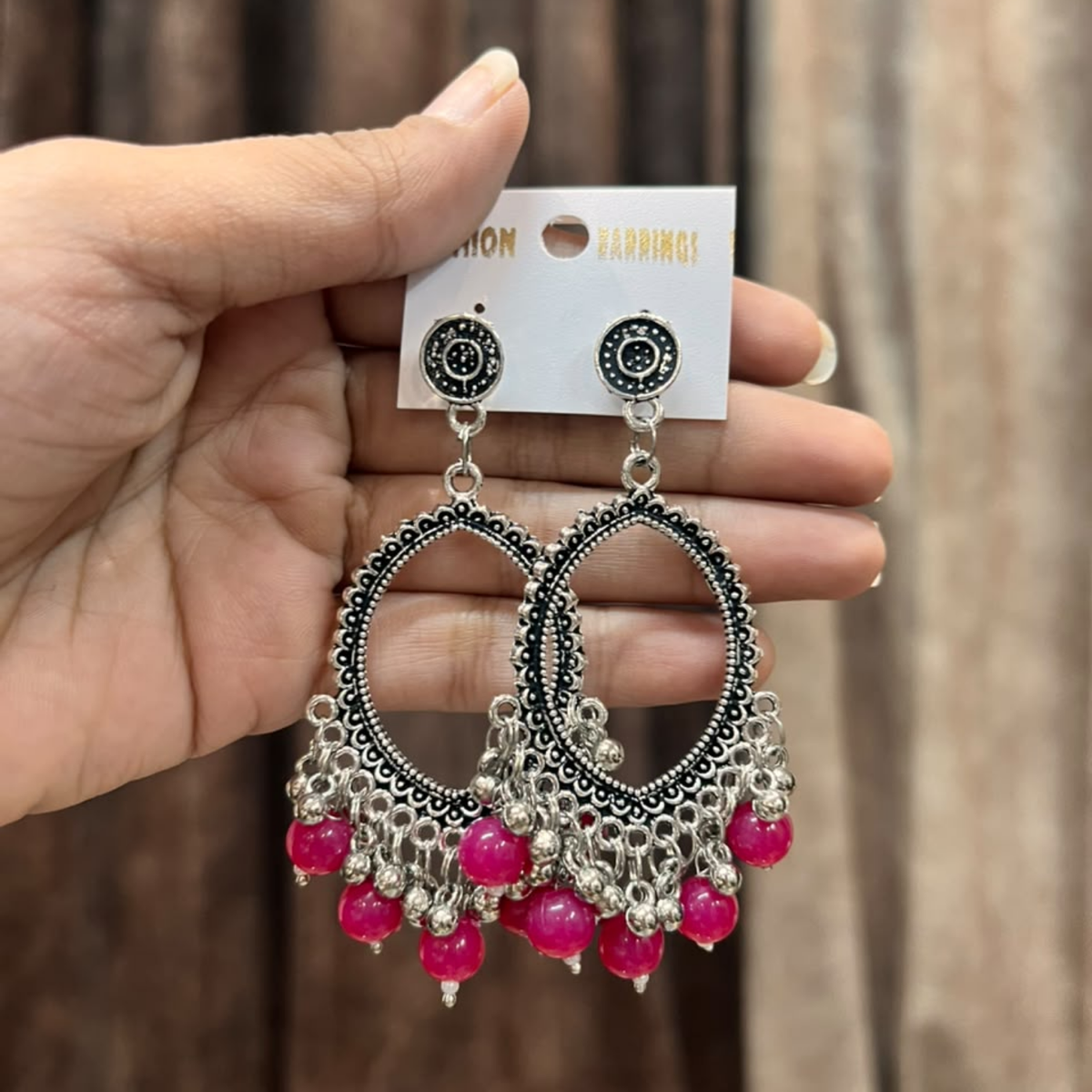 Silver Earring Bezel / Jumkha With Beads