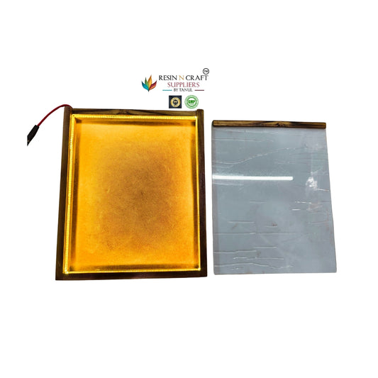 12" x 10" Teakwood Frame With Acrylic Slider ,Polished MDF And LED Light