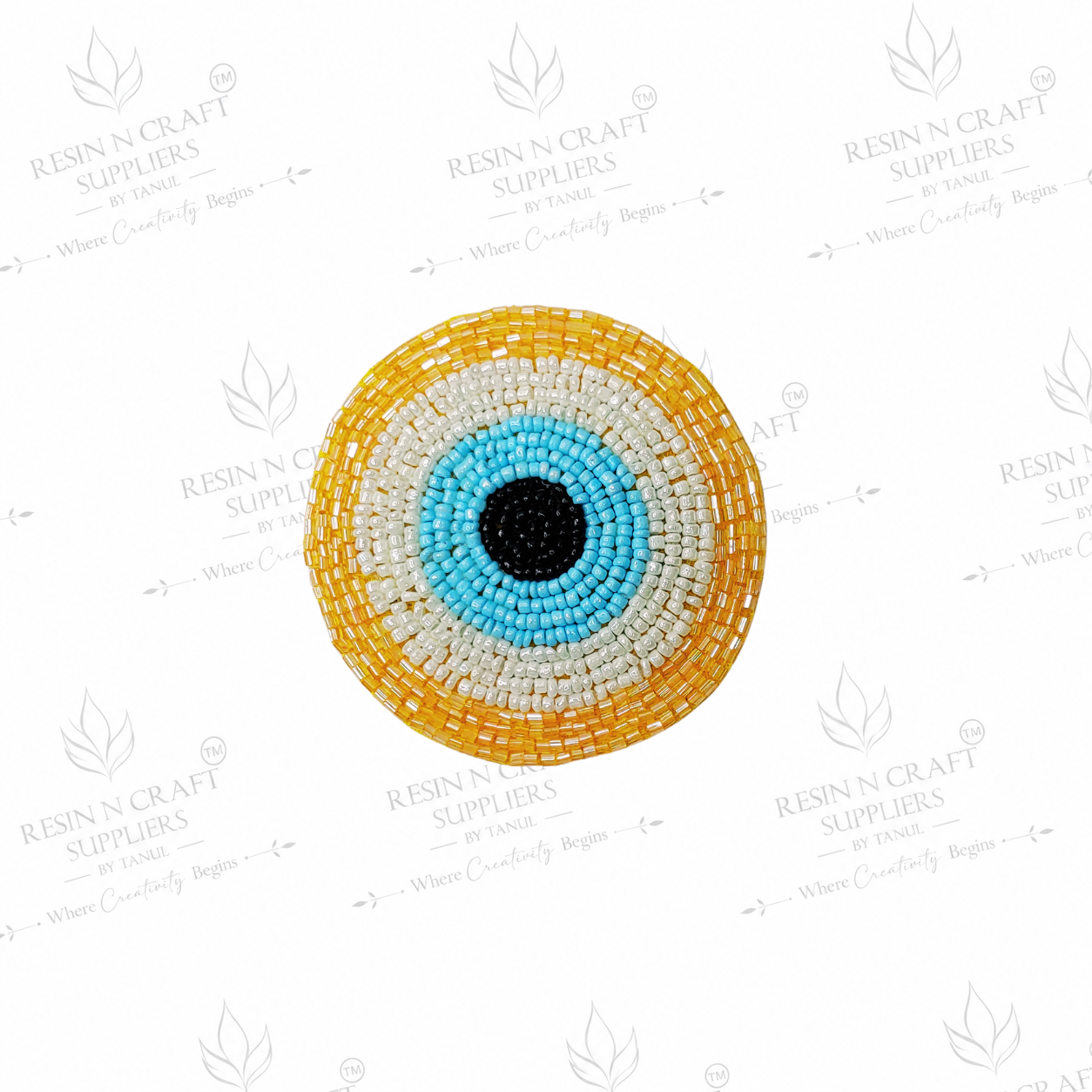 Yellow Evil Eye Beaded Patch for Toran & Bandhanwar Making (03")