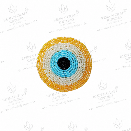Yellow Evil Eye Beaded Patch for Toran & Bandhanwar Making (03")