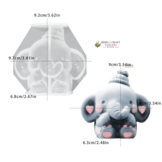3D Cute Elephant Candle Mould