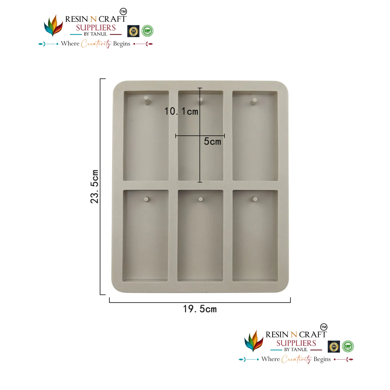 6-Cavity Rectangle Hanging Tag Mould for DIY Concrete Art, Scented Wax Sachets, Resin Crafts, Soap Making & Cake Making Silicone Mould(RSM1451M)