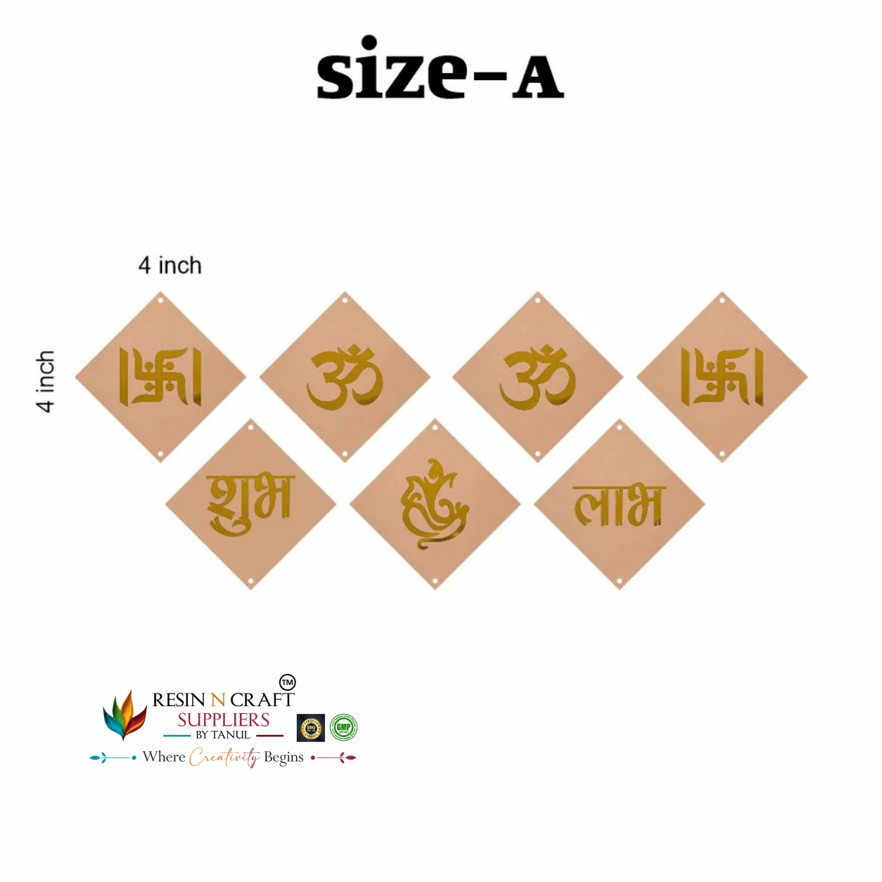 MDF Shubh Labh Diamond Toran Cutout Pack of 7 | Om, Swastik & Ganesh Hanging Décor | DIY Latkan & Door Hanging – RBT005D