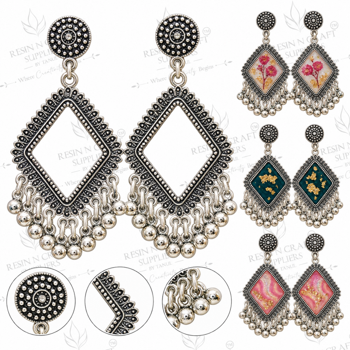 Silver Earring Bezel / Jumkha Without Beads