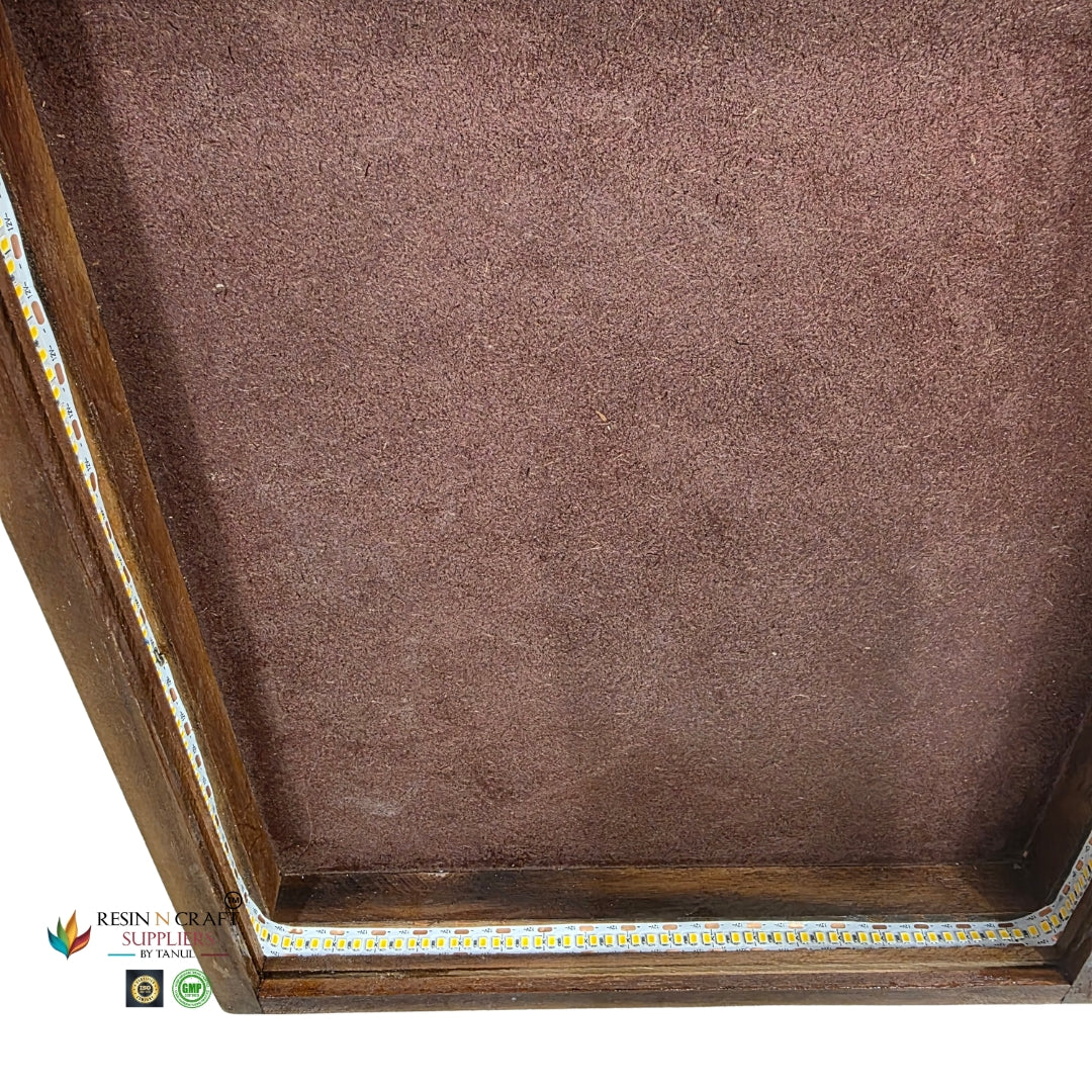 12" x 10" Teakwood Frame With Acrylic Slider ,Polished MDF And LED Light