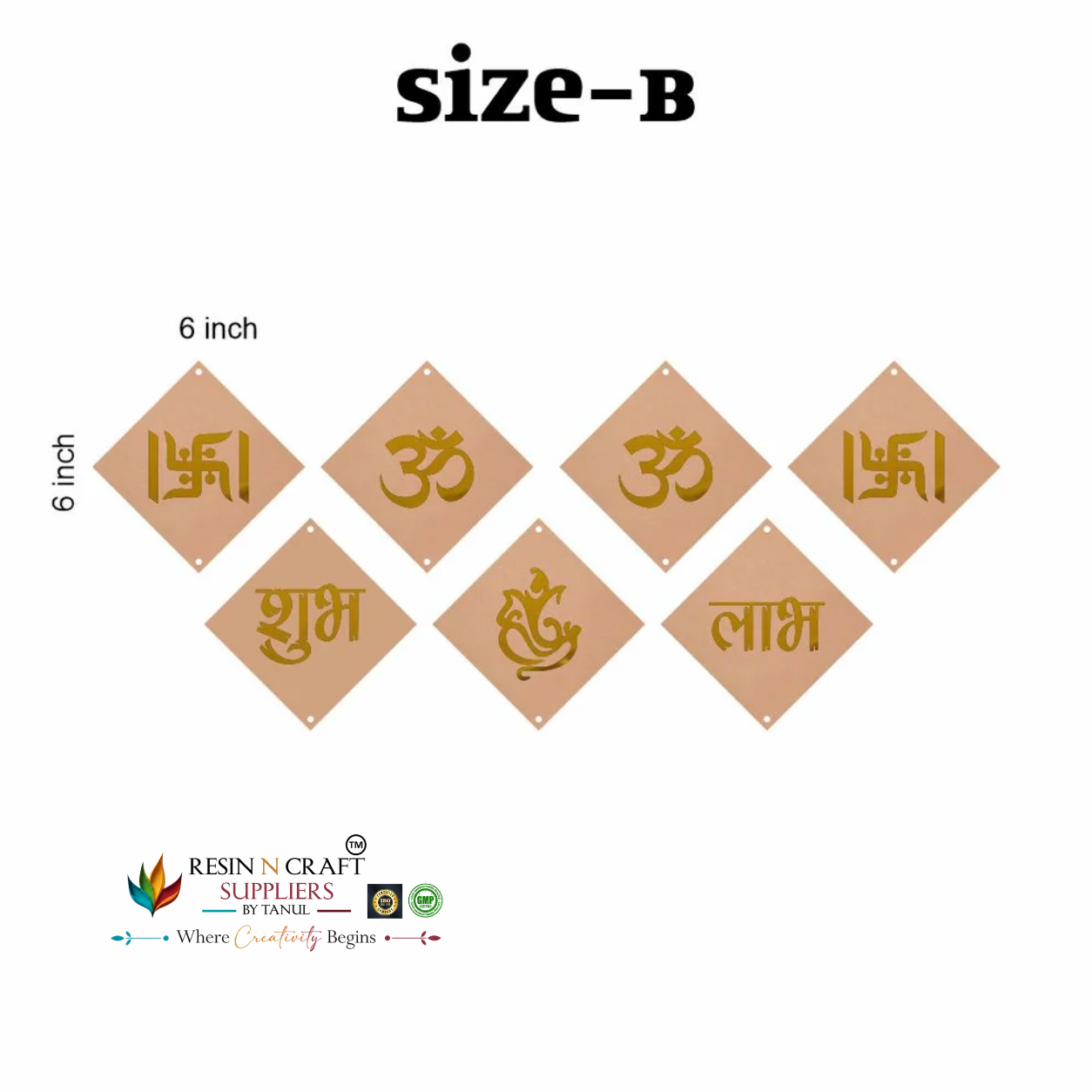 MDF Shubh Labh Diamond Toran Cutout Pack of 7 | Om, Swastik & Ganesh Hanging Décor | DIY Latkan & Door Hanging – RBT005D
