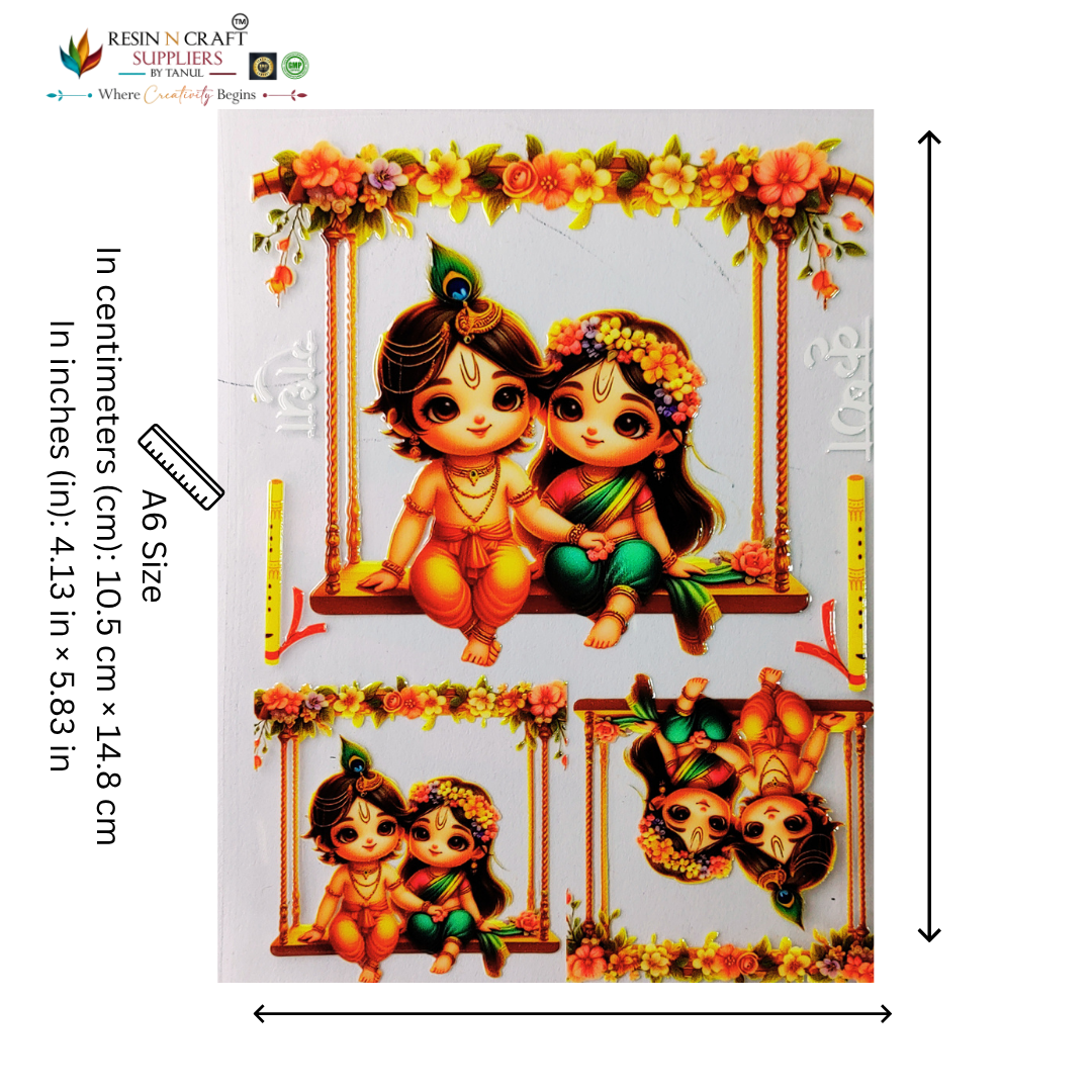 God (Radha Krishna) Color Peel & Stick UV DTF Sticker – A6 Size (UVS - 146)