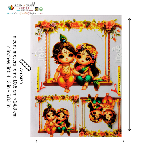 God (Radha Krishna) Color Peel & Stick UV DTF Sticker – A6 Size (UVS - 146)