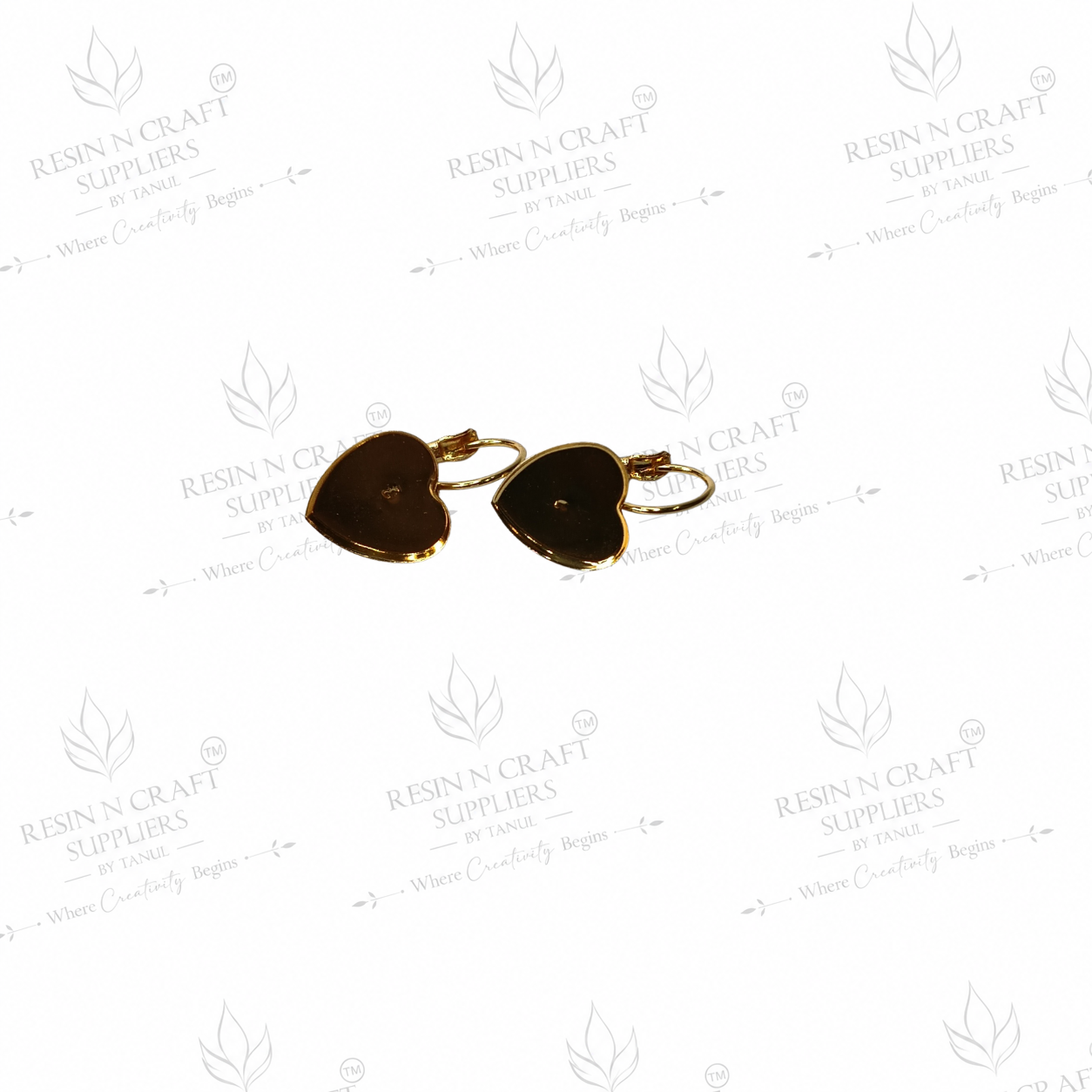 Gold Plated Heart Earring Tops with Hanging Loop & Secure Lock | 1 cm