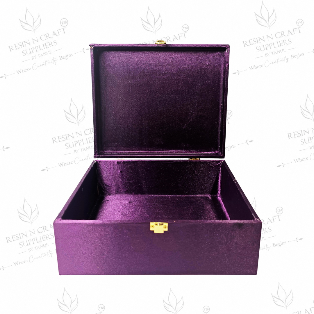 Premium Peacock Theme Rakhi Hamper Box | Luxury Purple Gift Box with Metal Lock  8 Inch × 9.5 Inch × 4 Inch (Deep)