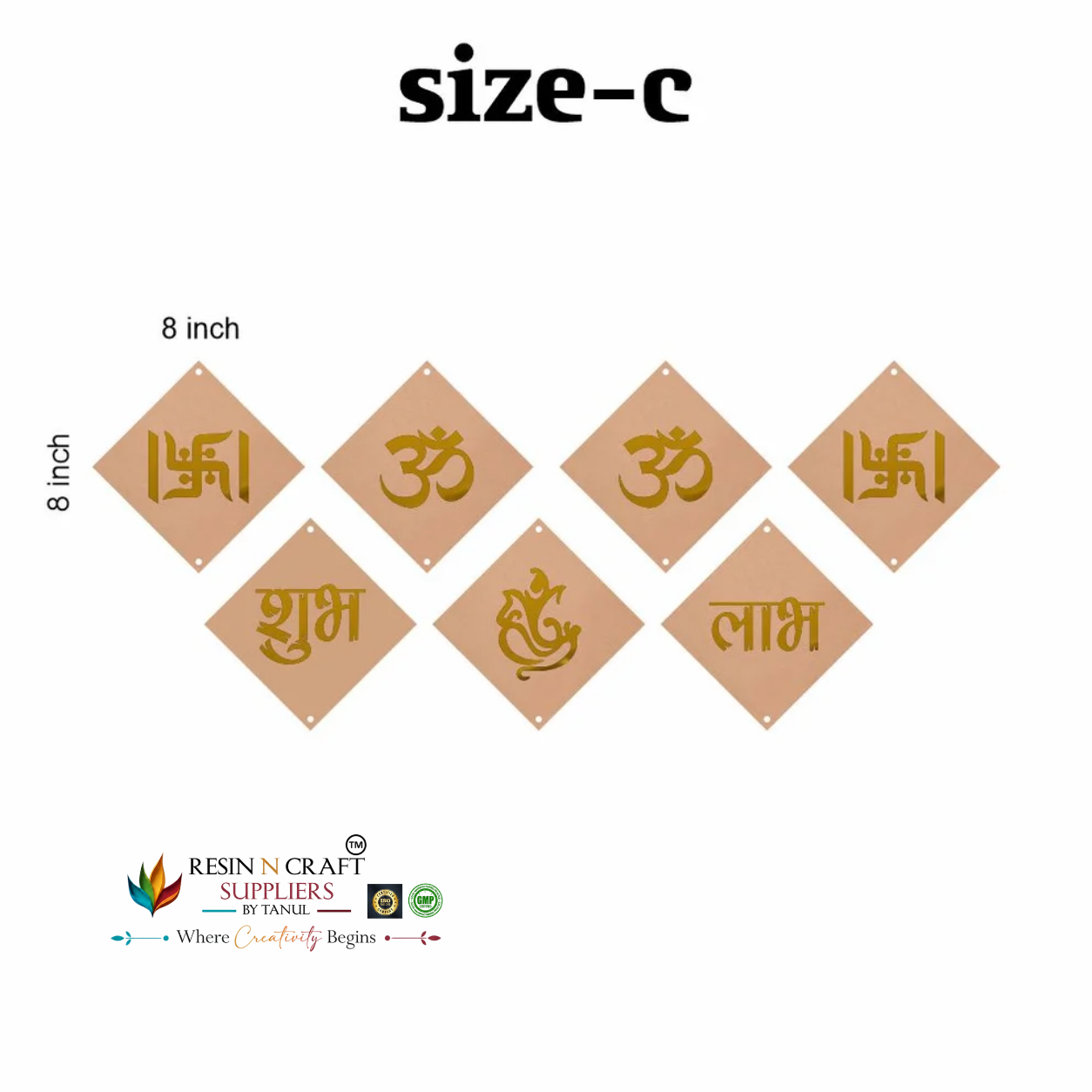 MDF Shubh Labh Diamond Toran Cutout Pack of 7 | Om, Swastik & Ganesh Hanging Décor | DIY Latkan & Door Hanging – RBT005D