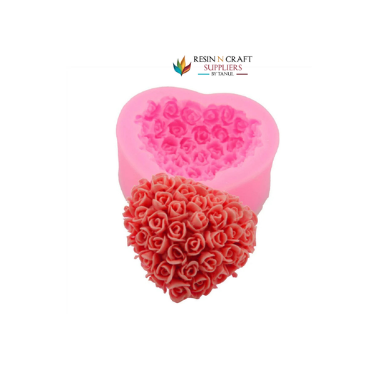 RSS117Rose Bloom Heart Mould For Candle , Soap and resin art