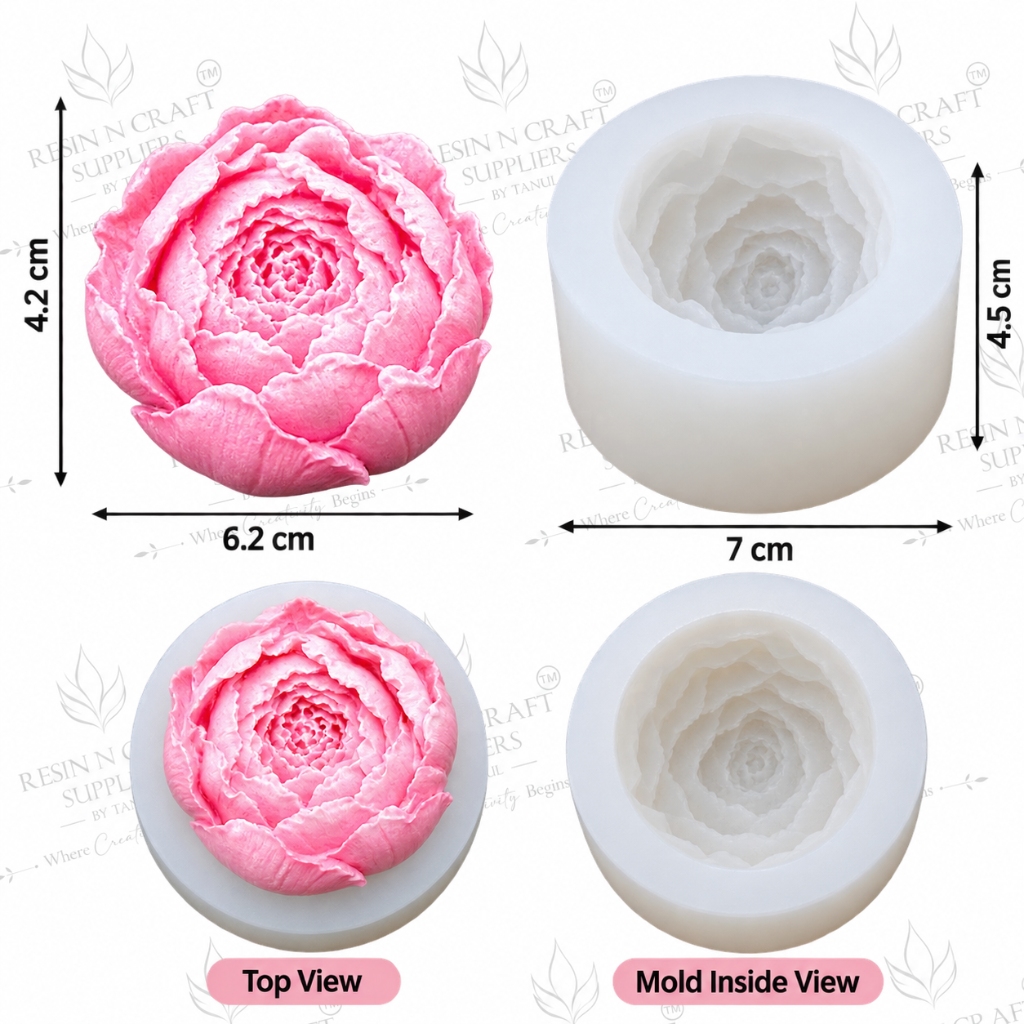 3D Peony Flower Candle Silicone Mould – 7cm (RHM0015M)