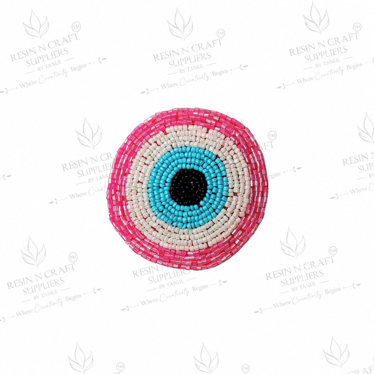 Pink Evil Eye Beaded Patch for Toran & Bandhanwar Making (03")
