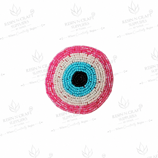 Pink Evil Eye Beaded Patch for Toran & Bandhanwar Making (03")