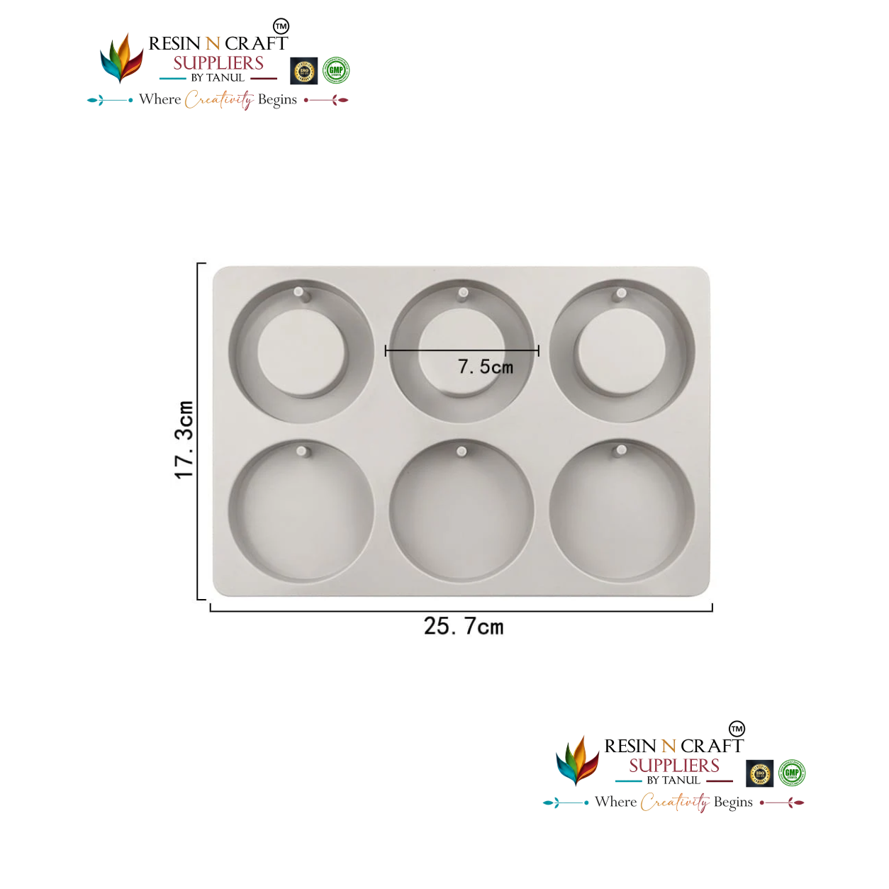 6-Cavity Round Circle & Donut Hanging Tag Mould for DIY Concrete Art, Scented Wax Sachets, Resin Crafts, Soap Making & Cake Making Silicone Mould(RSM1457M)