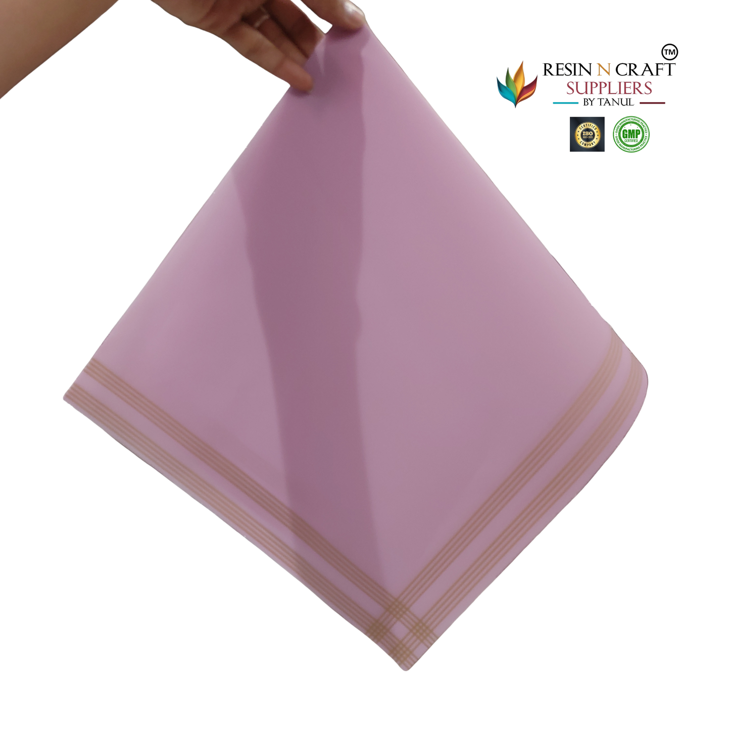 Pastel Pink with Gold Border Waterproof Flower / Gift Wrapping Sheets – 5 Pcs (22×22 Inch) / Packing Sheet