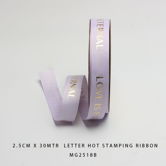 Eternal Love Lavender Letter Hot Stamping Ribbon 2.5cm × 30m – MG2518B