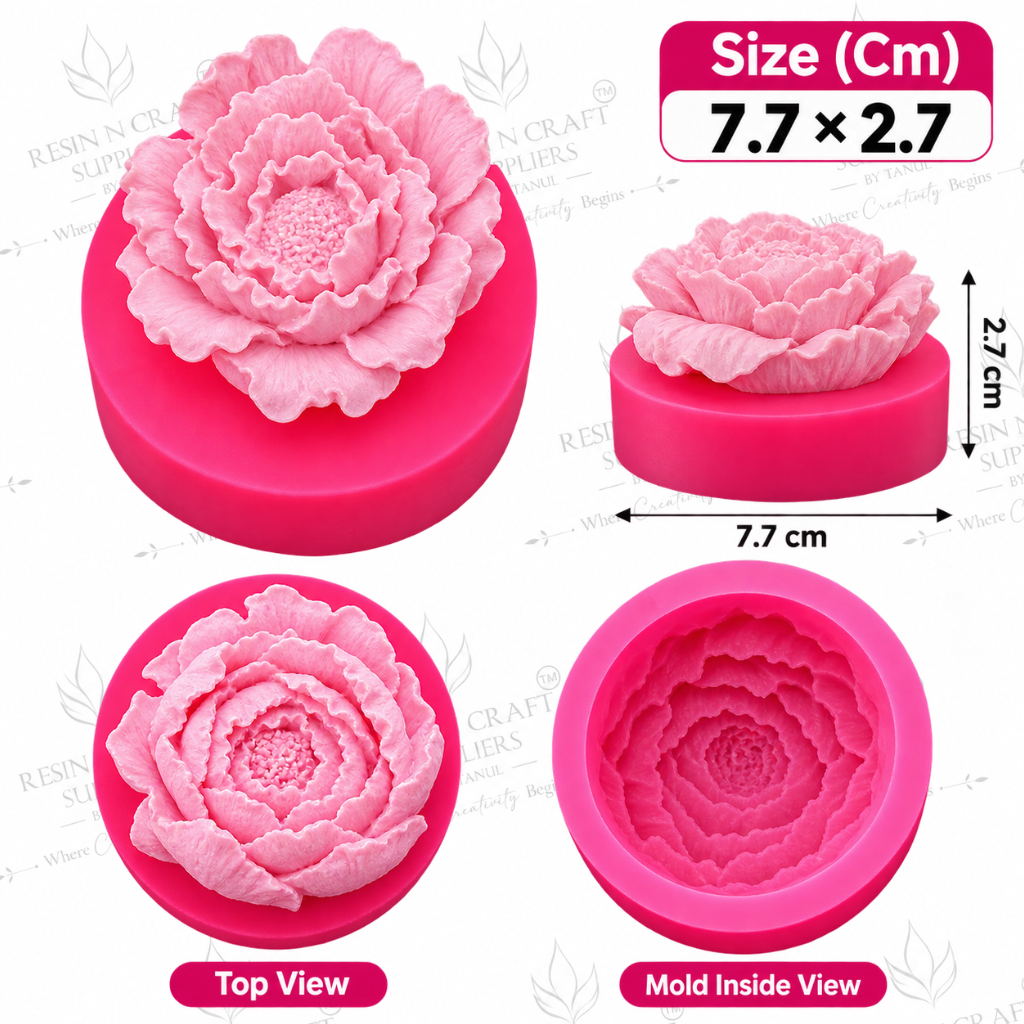 3D Peony Flower Candle Silicone Mould – 7.7cm (RHM0013M)