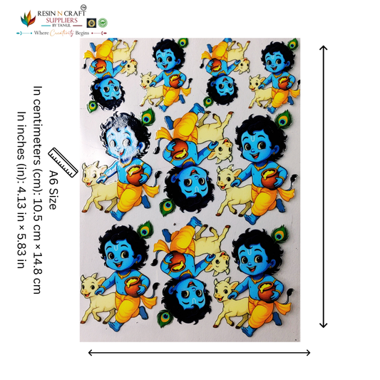God (Krishna & Cow) Color Peel & Stick UV DTF Sticker – A6 Size (UVS - 148)