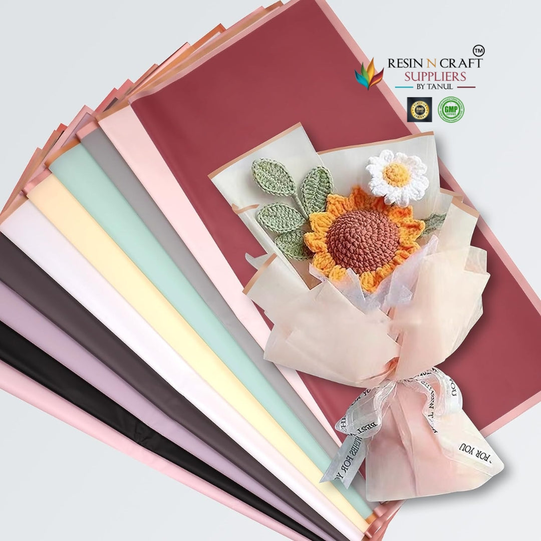 Plain Color Waterproof Flower / Gift Wrapping Sheets – 5 Pcs (22×22 Inch)