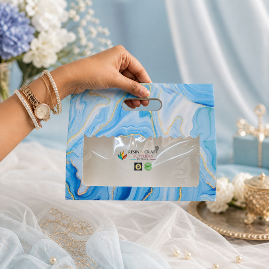 Premium Marble Print Card Paper Bag Style Gift Hamper Box with Window & Handle | 3 Jar Packaging Box