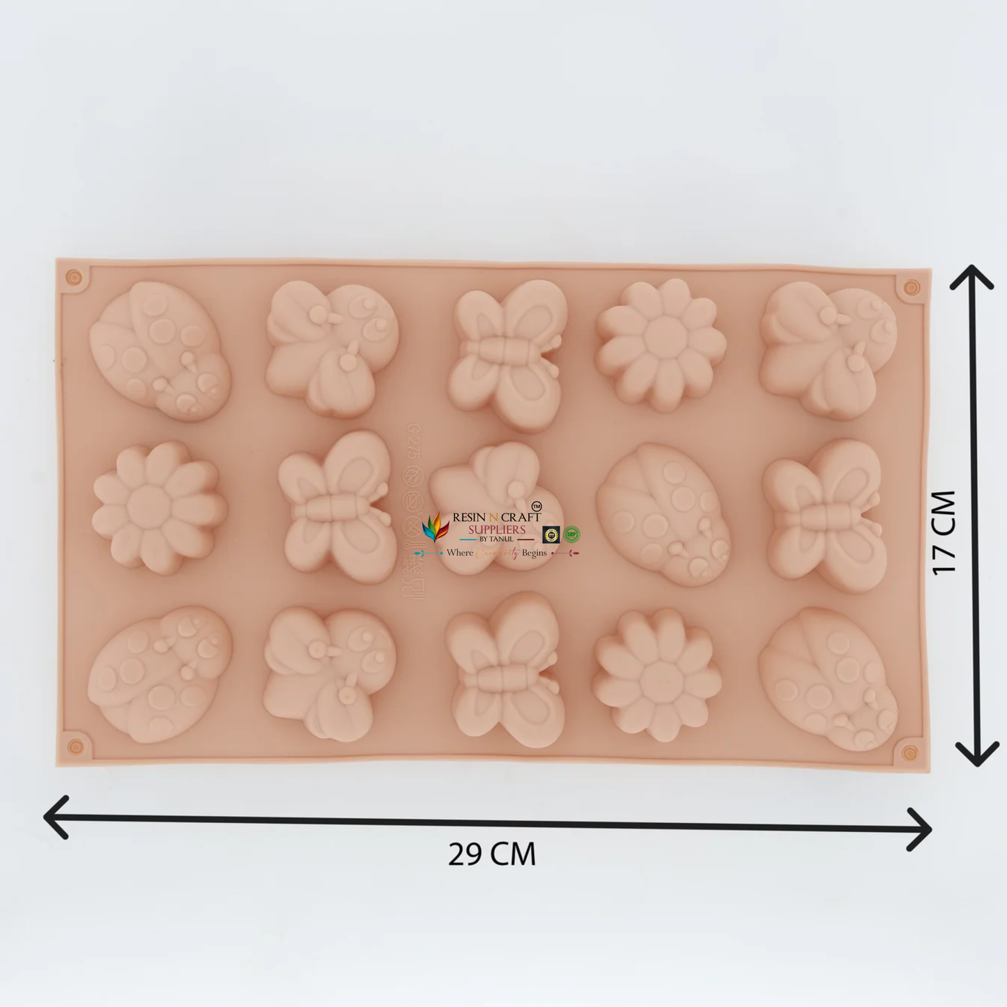 15 cavity Insect and Animal Mould For Chocolate, Cake, Soap, DIY Concrete Art, Resin Crafts, Making Silicon Mould (RSM1479M)