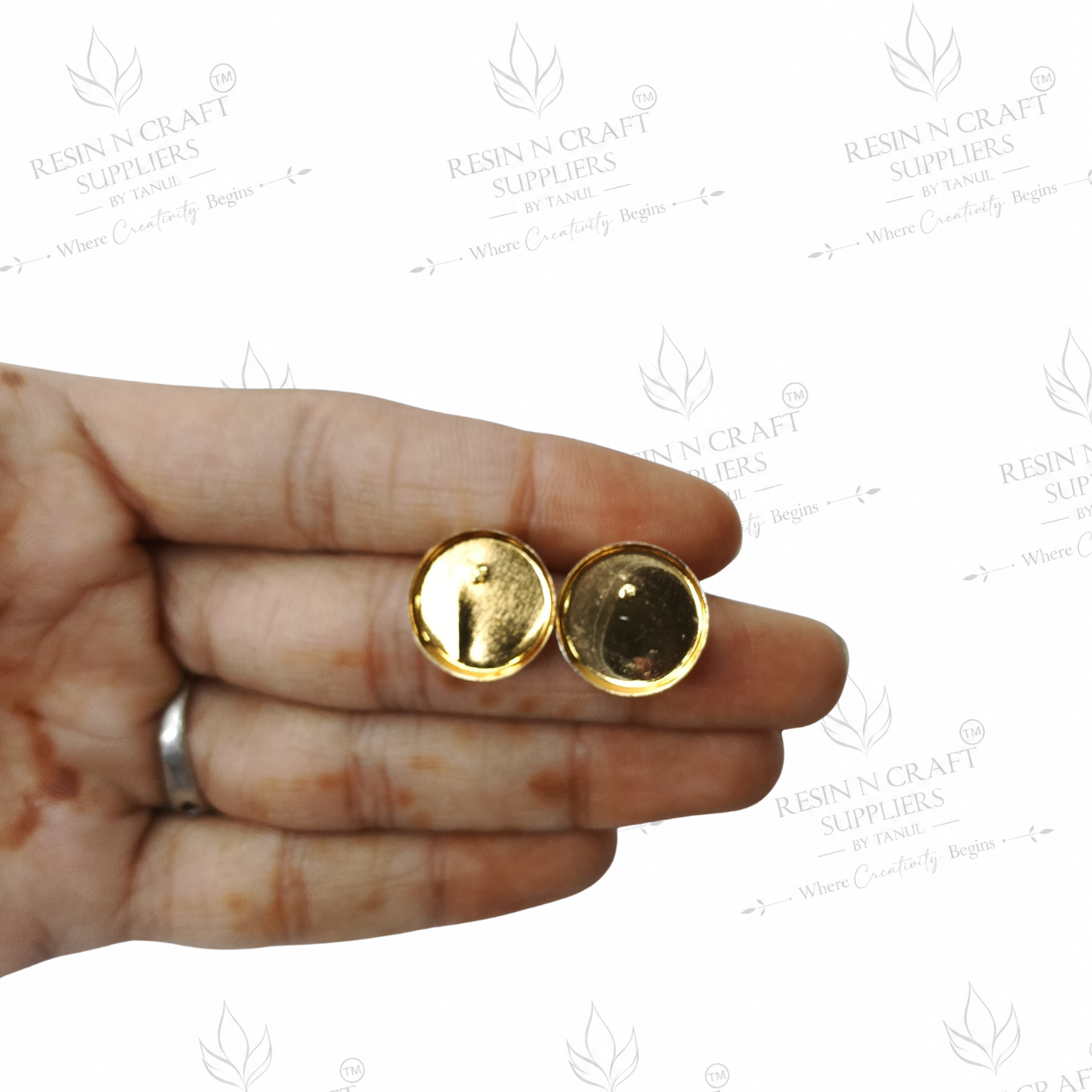 Gold Plated Round Stud Earring Base | 1 cm |