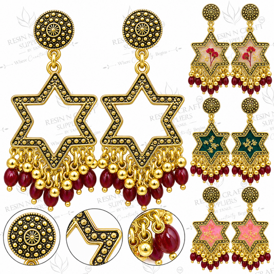 Gold Earring Bezel / Jumkha With Beads