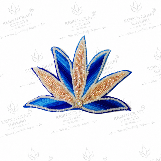 Blue Lotus Beaded Patch for Toran & Bandhanwar Making (05"x03")
